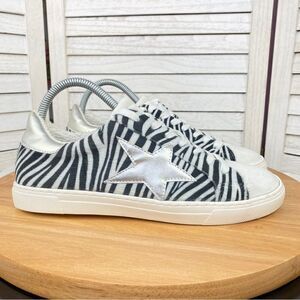 Steven Steve Madden Ramsey Faux Fur Zebra Stripe Sneakers Black White 8